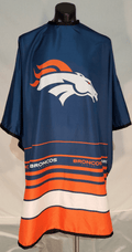 Denver Broncos professional barber cape with adjustable snap closure