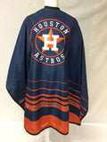 Houston Astros logo barber cape with stainless steel snap closure