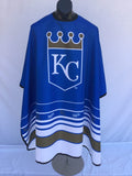 Kansas City Royals branded hair cutting cape for professionals and fans