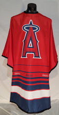 Los Angeles Angels professional barber cape with stainless steel snap closure