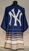 New York Yankees professional barber cape with stainless steel snap closure