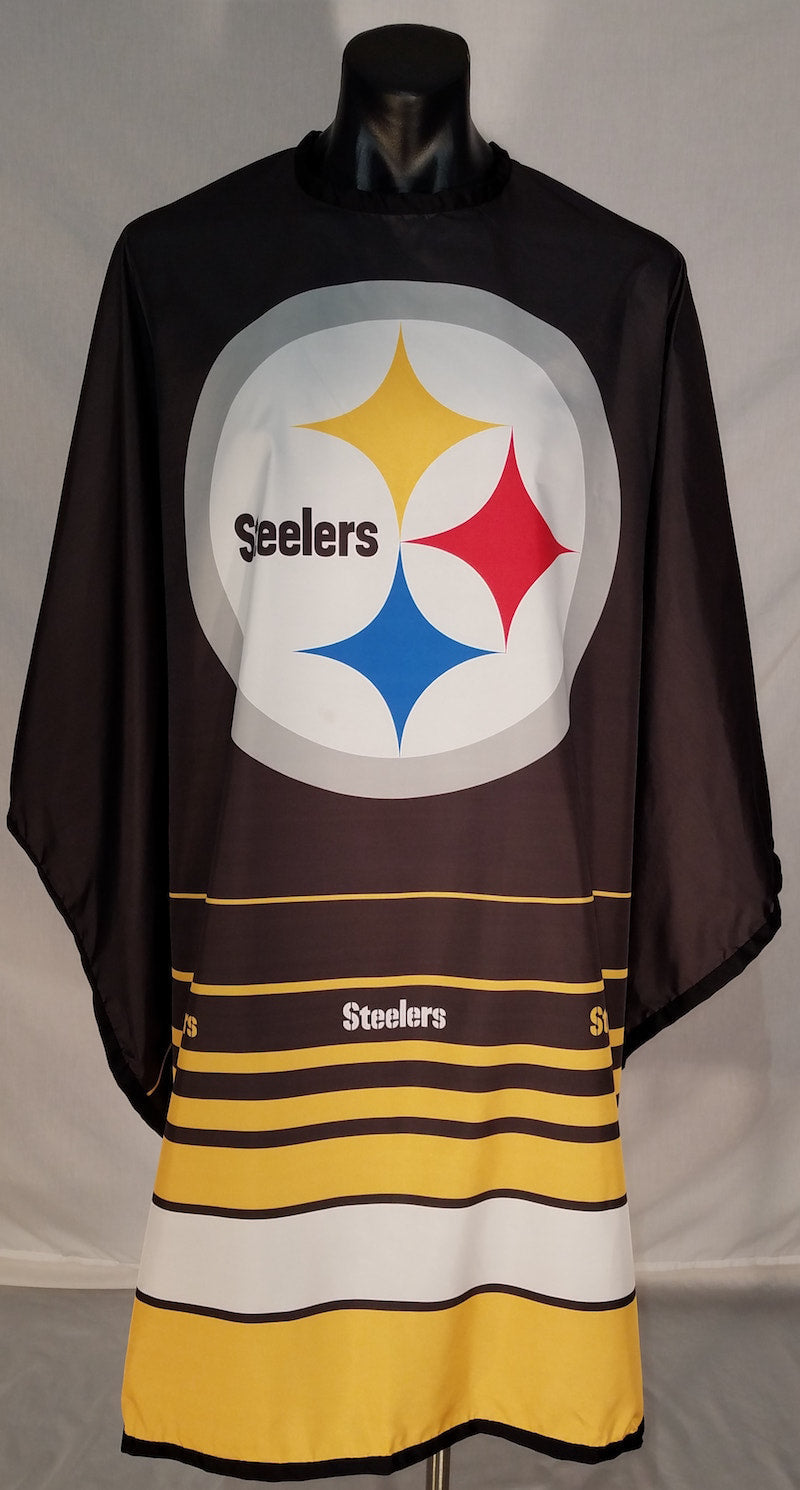 Pittsburgh Steelers professional barber cape with adjustable snap closure