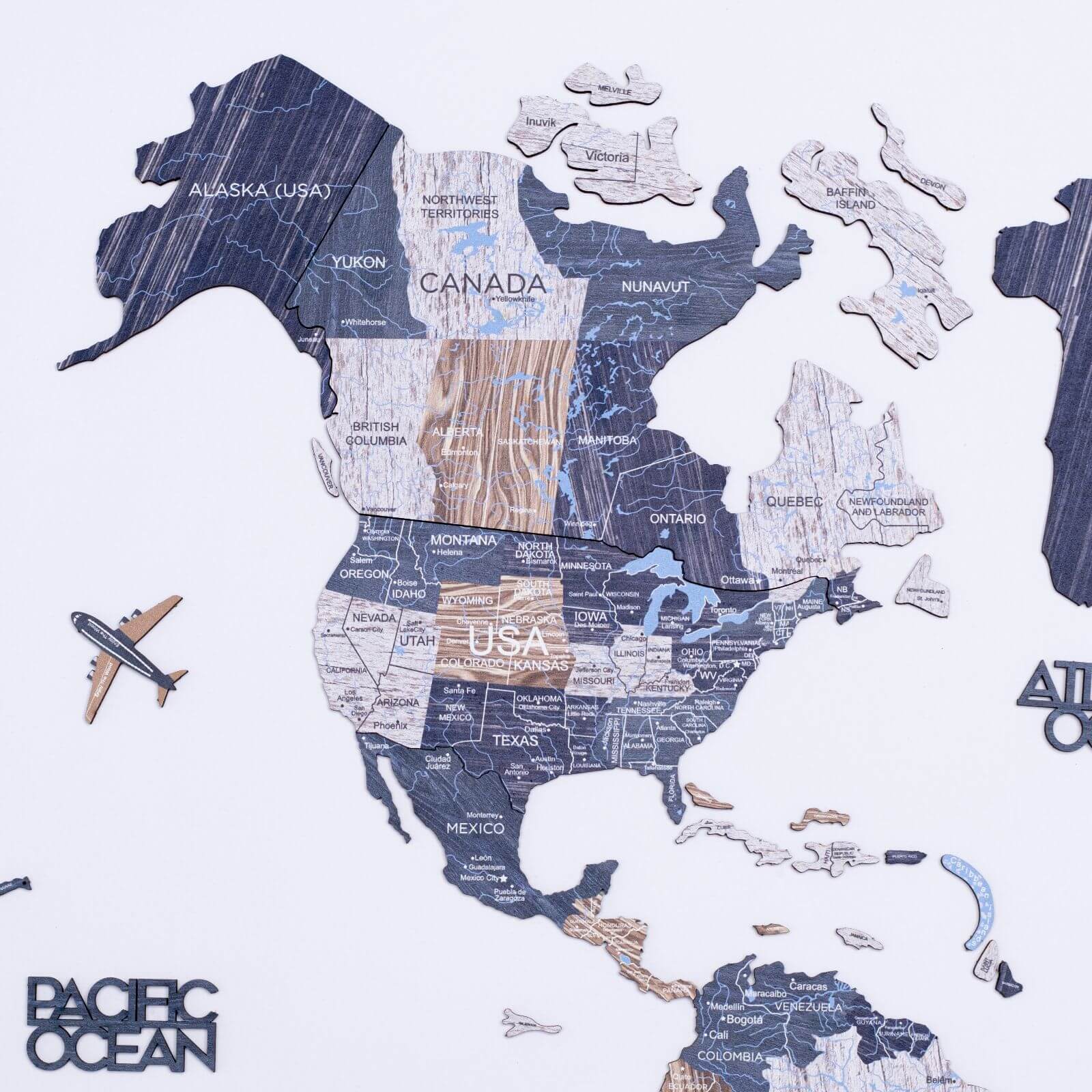 2D Wooden World Map Wall Art – Neutral Mystery Collection Décor