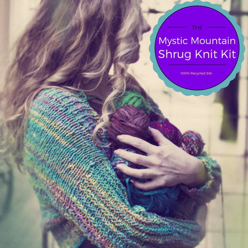 Mystic Mountain Shrug DIY Knitting Kit with Roving Silk Yarn