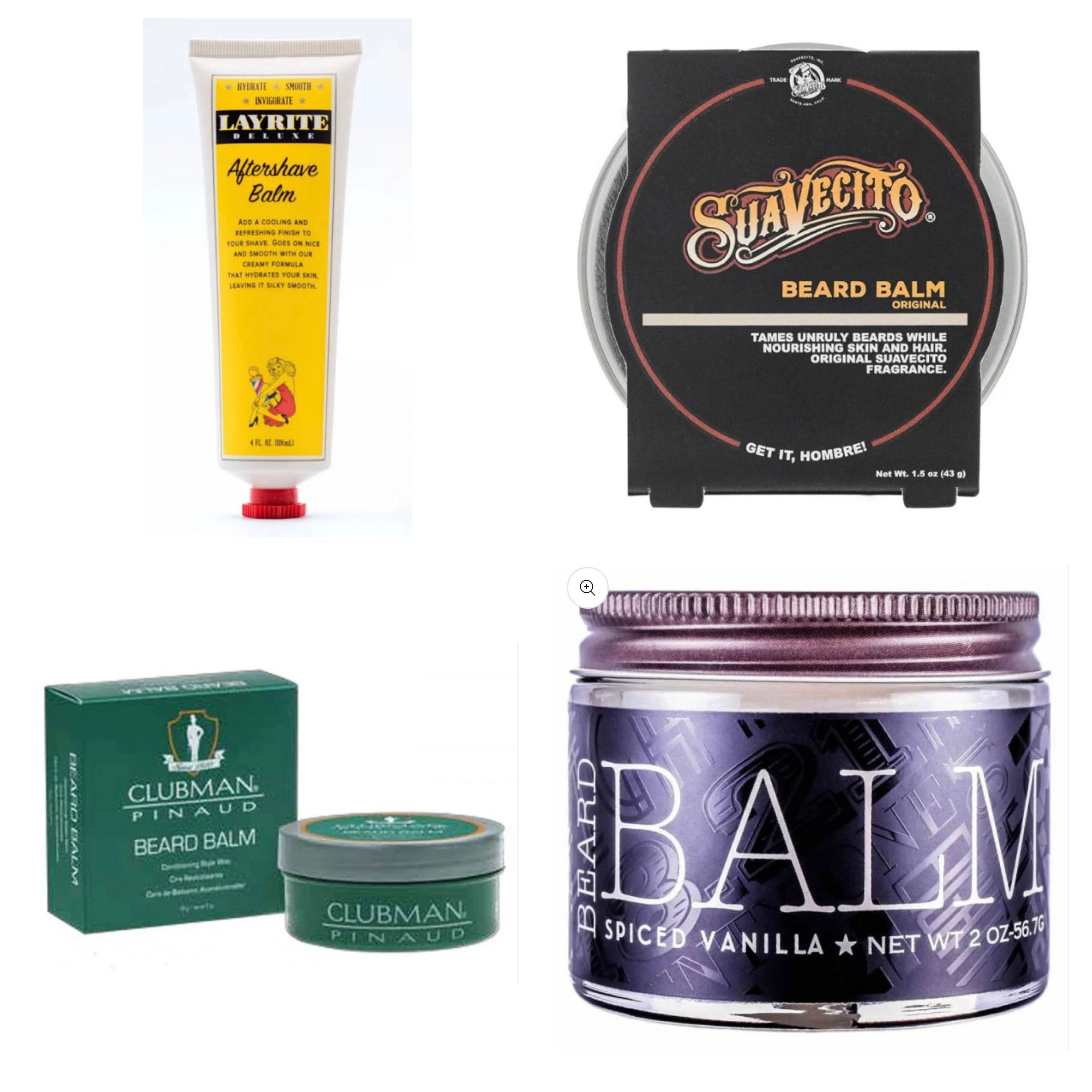 N.o.s. Barber Supply Beard Balm Power Pack containing 4 assorted professional beard and face styling balms