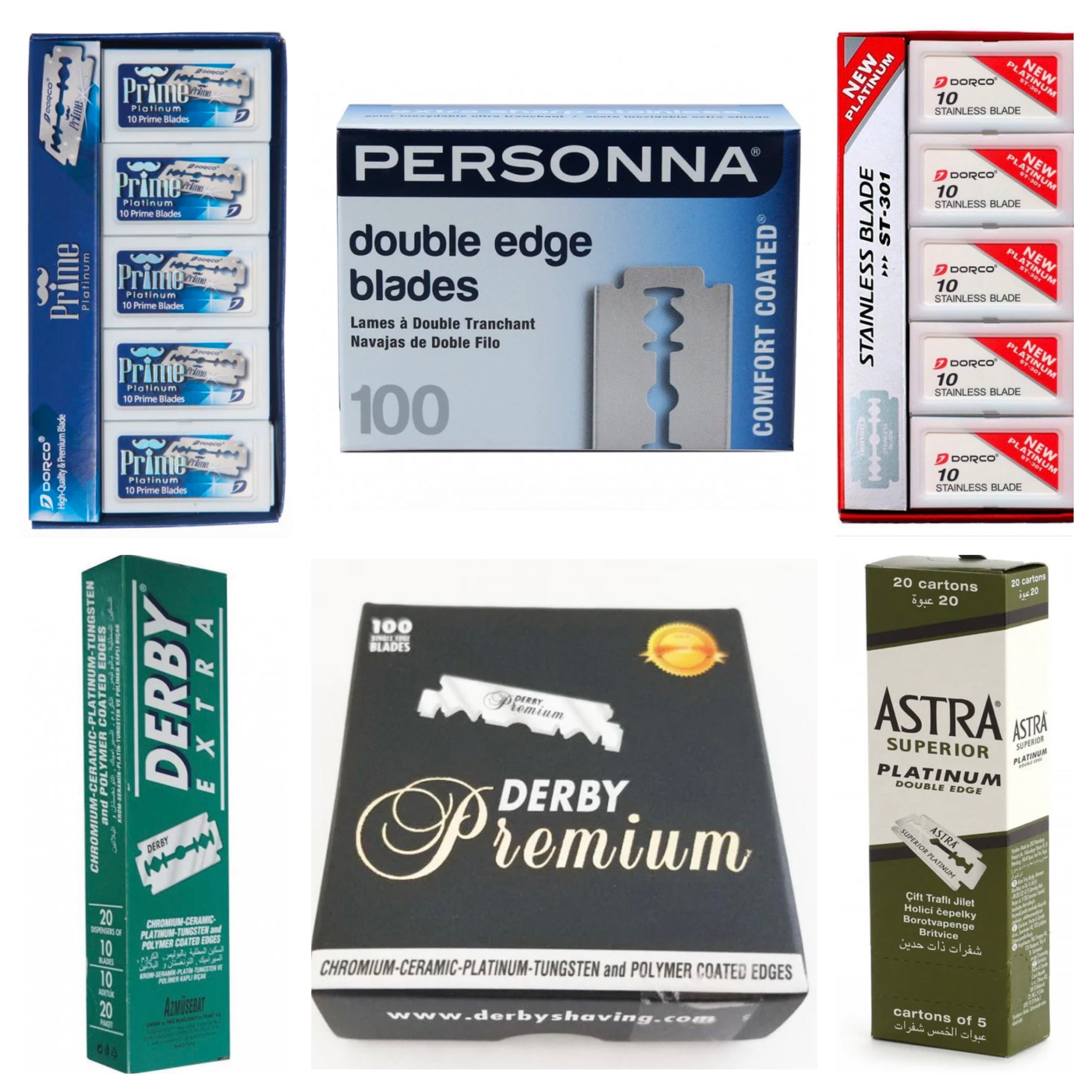 N.o.s. Barber Supply Razor Blade Power Pack containing 6 various professional razor blades