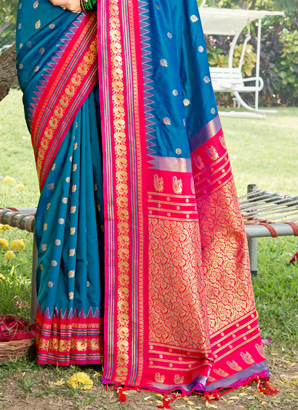 Blue Soft Silk Saree with Matching Blouse Piece