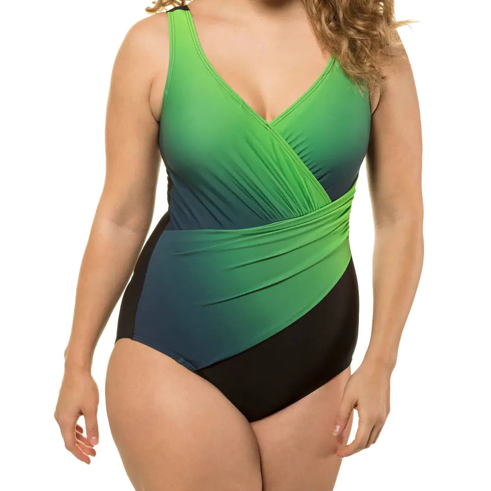 Plus Size Women's High Waist Gradient Swimsuit Dress
