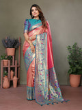 Dusty Pink Tissue Silk Saree with detailed Paithani weaving