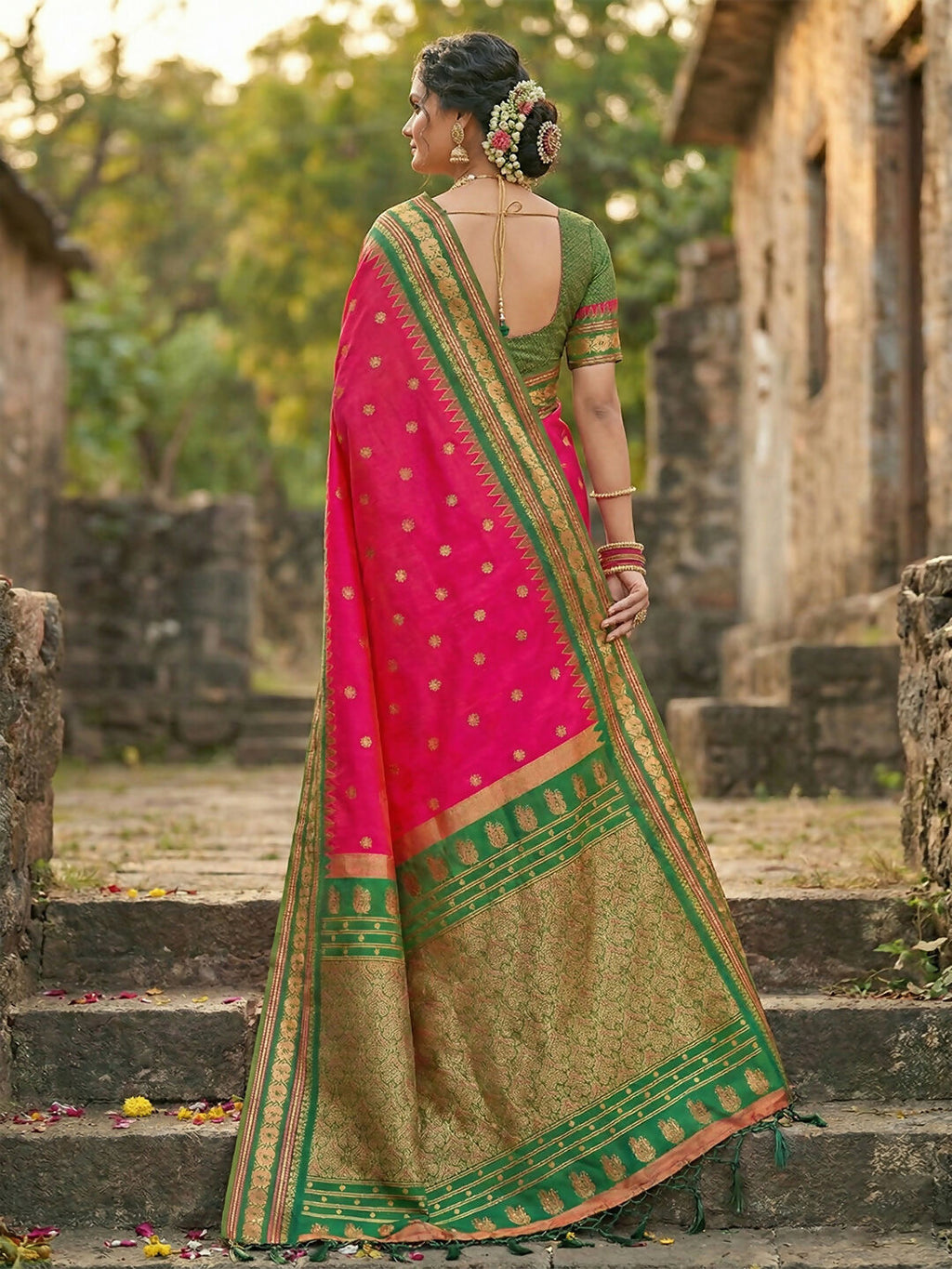 Pink Soft Silk Saree with Matching Blouse Piece