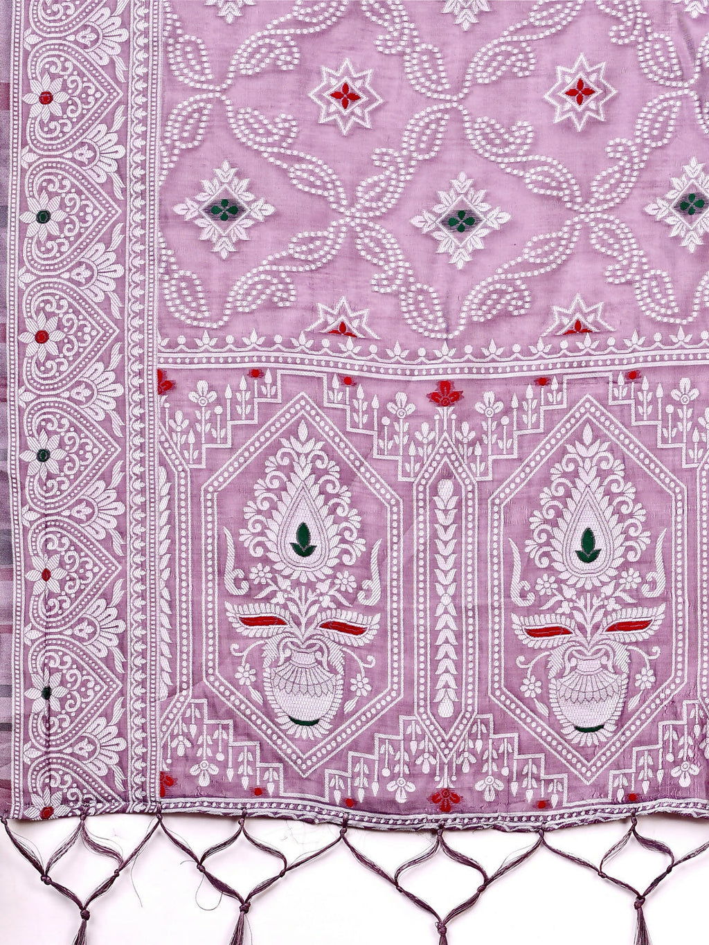 Purple Linen Cotton Saree with Matching Blouse Piece