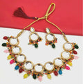 Handcrafted gold-plated alloy Kundan stone necklace and earring jewellery set