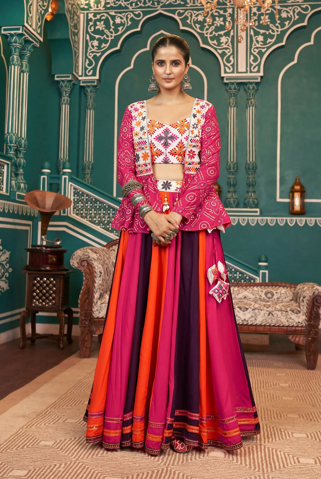 Multi Color Viscose Rayon Navratri Lehenga Choli for Women