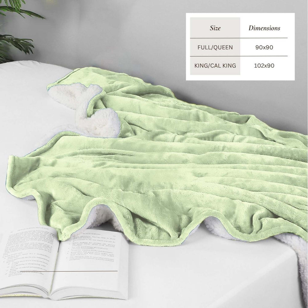 White Velvet Plush Sherpa Reversible Bed Blanket Ultra Soft