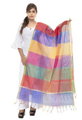 Multi-colored Banarsi Chanderi silk dupatta with geometric patterns for women