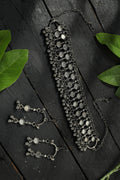Black-plated brass statement choker necklace for women
