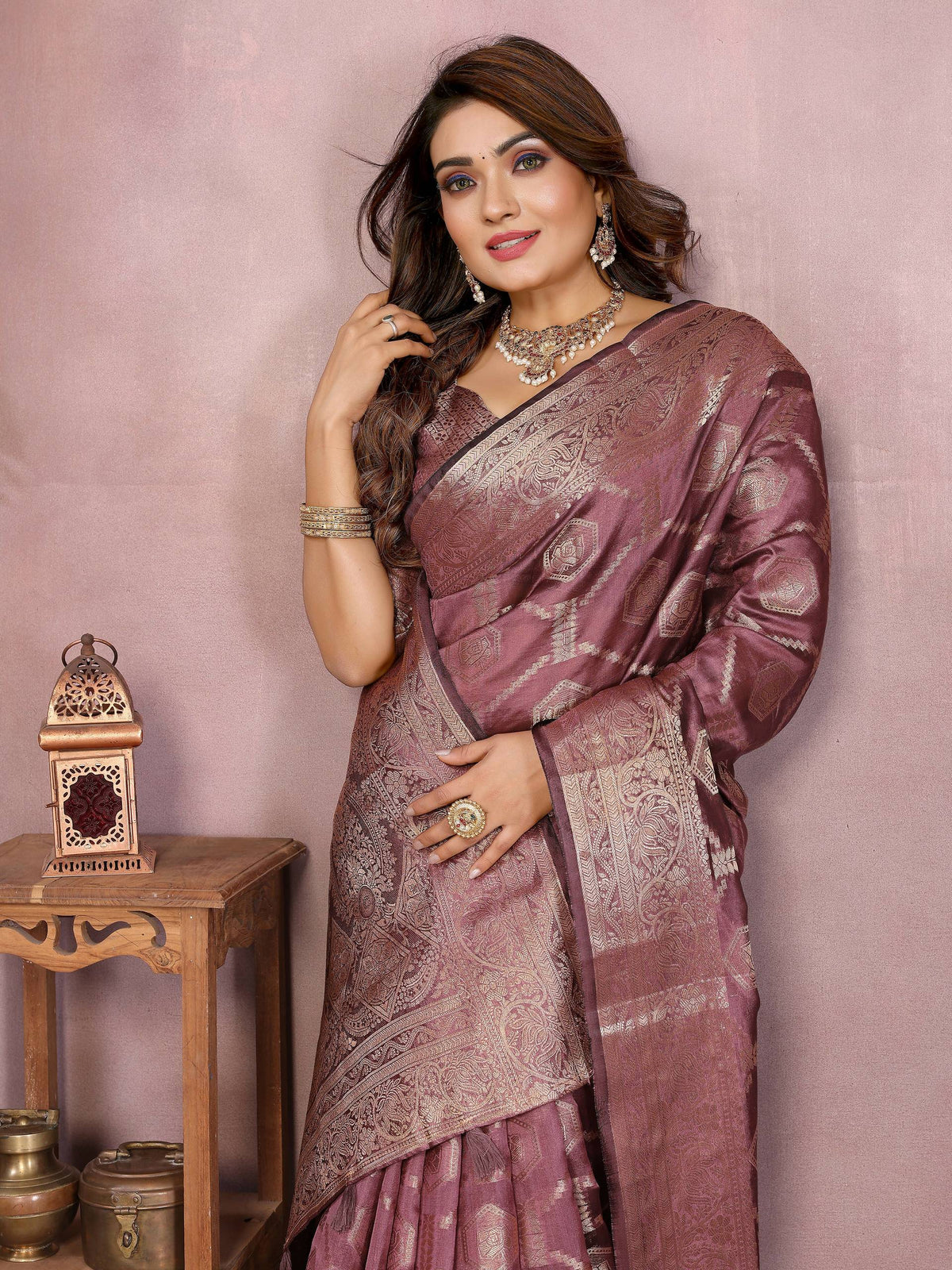 Purple Soft Organza Silk Weaving Saree