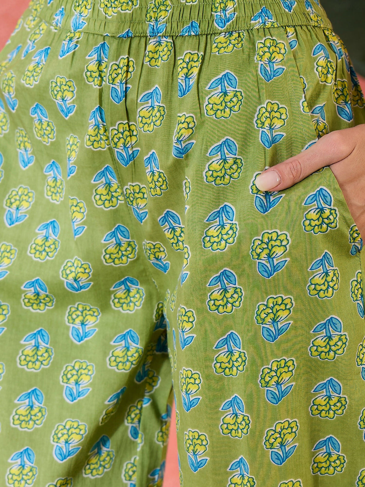 Printed Green Pure Cotton Kurta Set for Women