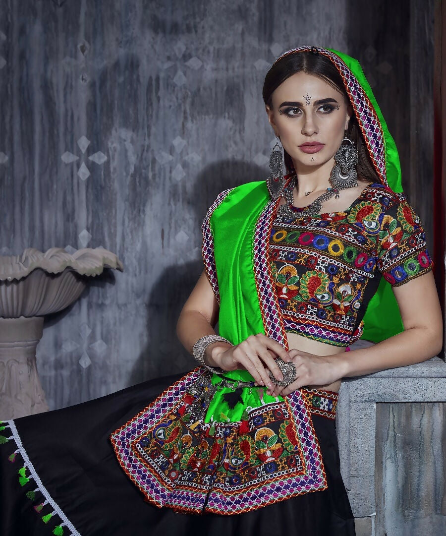 Black Art Silk Designer Lehenga Choli for Navratri Festivals