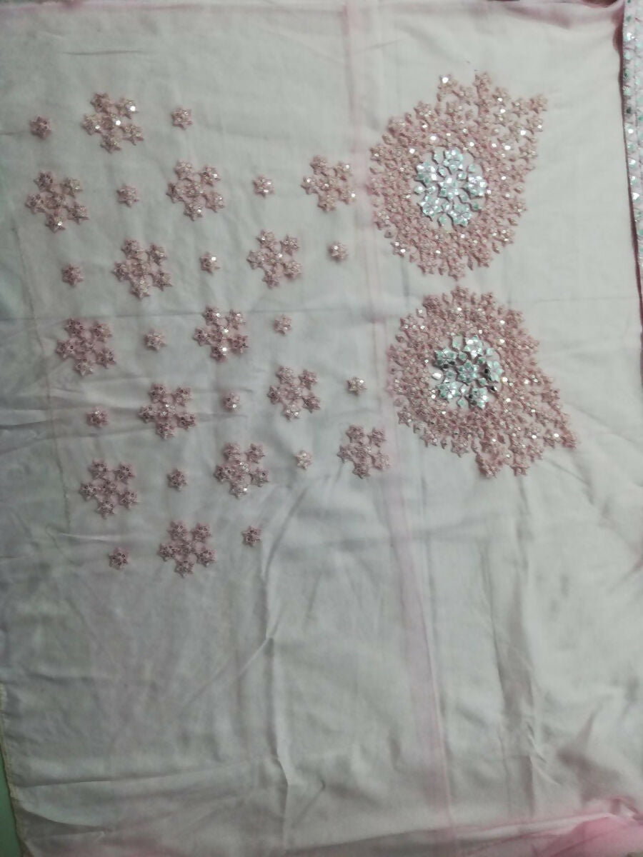 Baby Pink Silk Thread & Paper Mirror Lehenga Choli with Dupatta