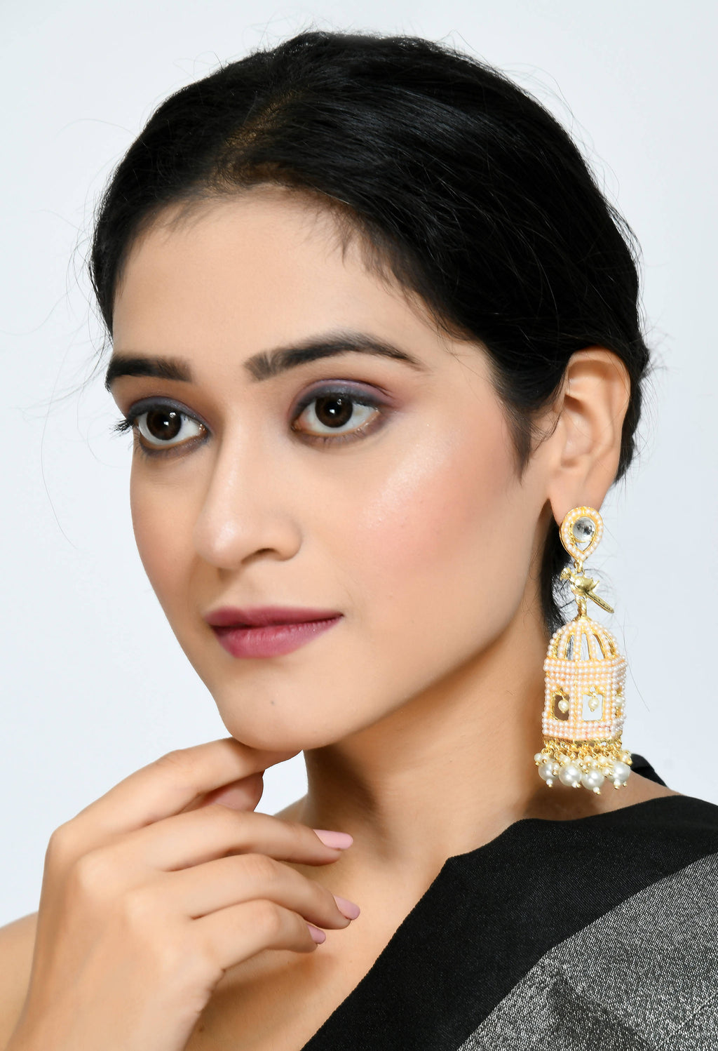 Golden Bird Nest Earrings with Pearls - Elegant Design