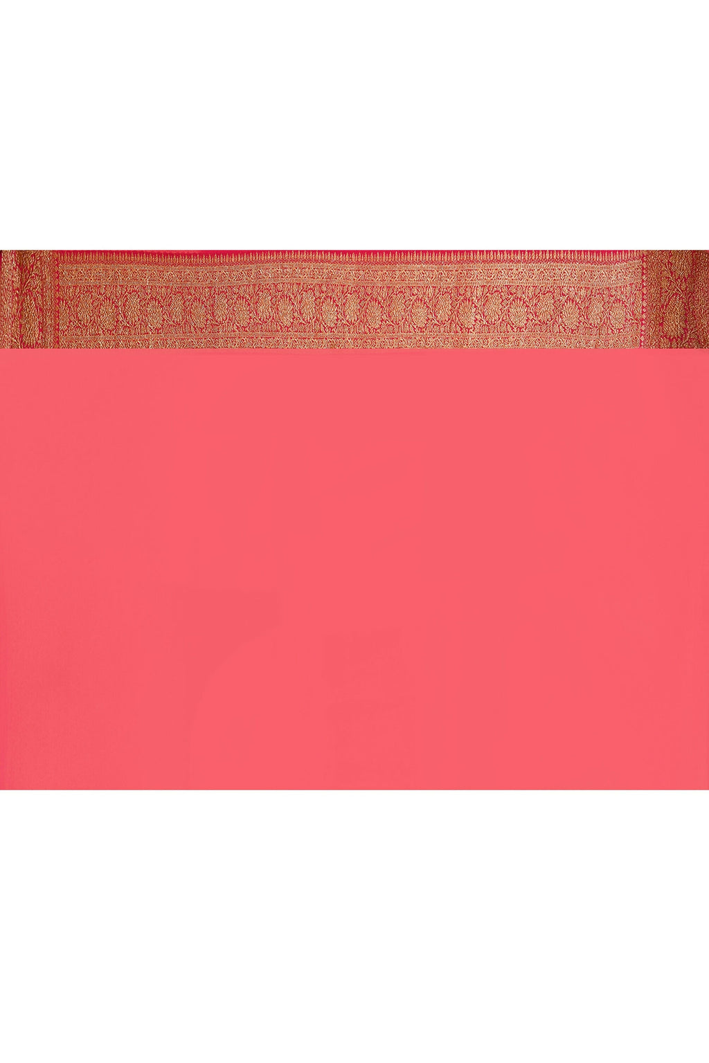 Orange Crepe Chiffon Pure Handloom Banarasi Silk Saree