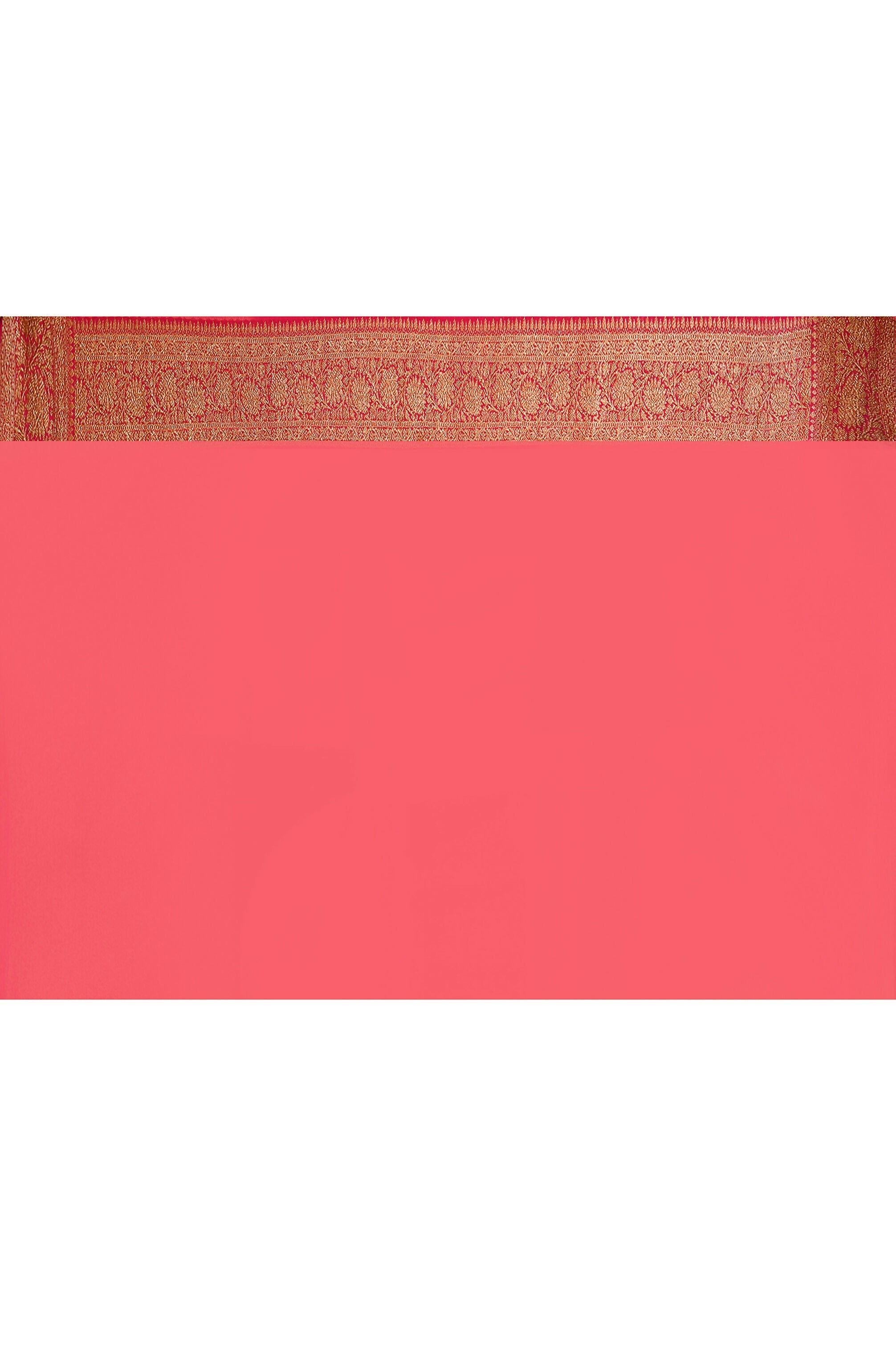 Orange Crepe Chiffon Pure Handloom Banarasi Silk Saree