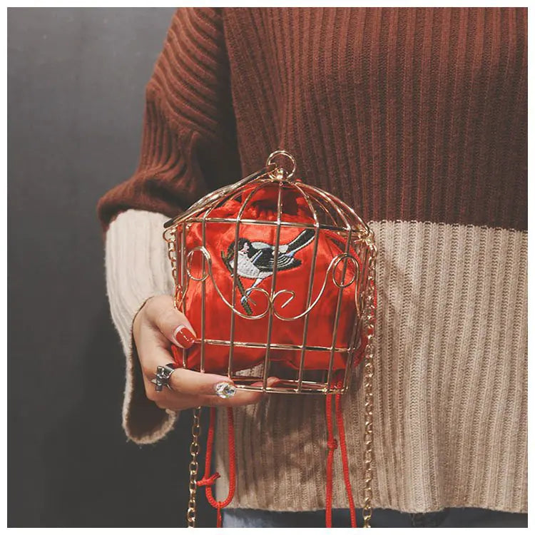 Birdcage Design Handbag with Shoulder Strap