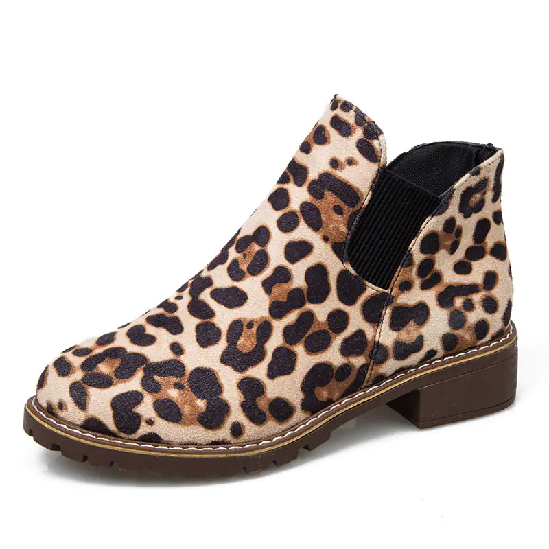 Plus Size Women's Autumn Winter Casual Loafers with Leopard Print