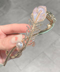 White metal flower hair comb, 4.3 inches long, elegant floral hair accessory