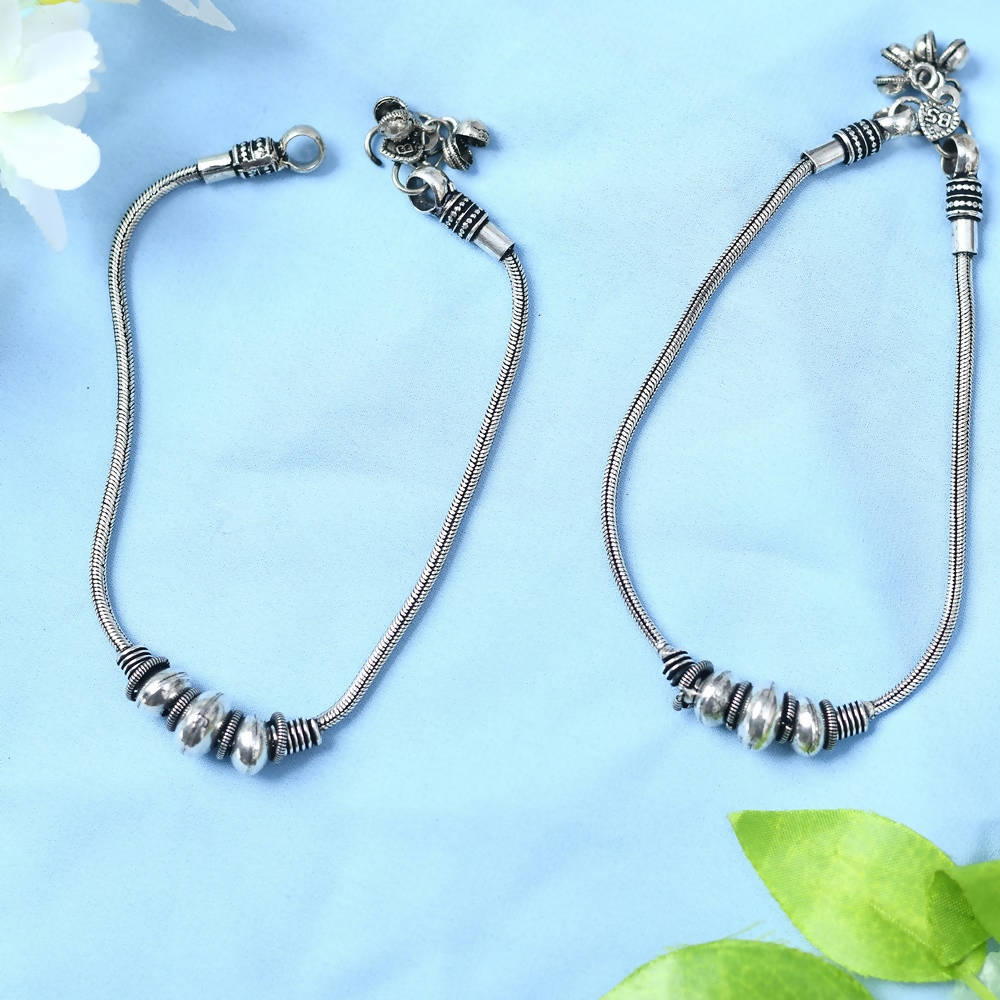 Oxidised Silver Party Wear Anklet for Festive Occasions