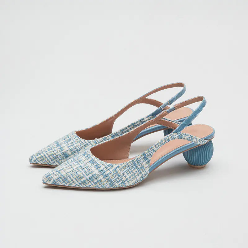 Tweed Slingback Heels with Sculptural Round Heel - Image 28