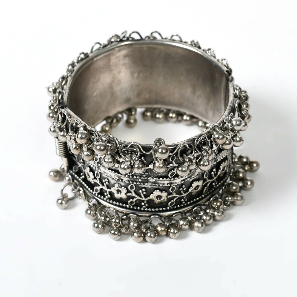 Oxidised Silver-Plated Ghungroo Handcrafted Bracelet Design 021