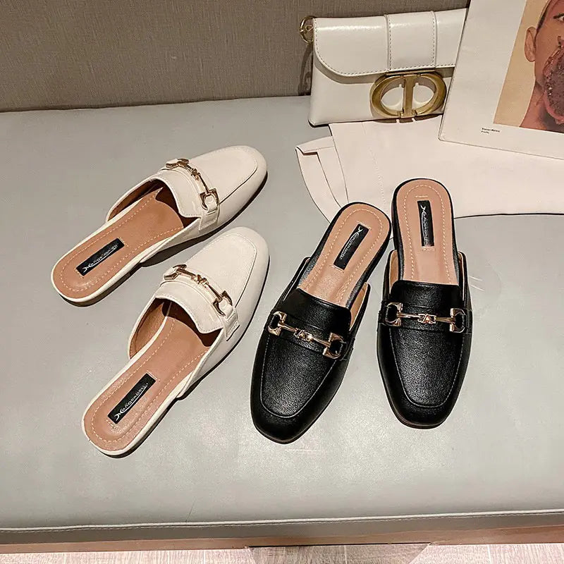 Women's Backless Slip-On Sandals - Comfort Flat