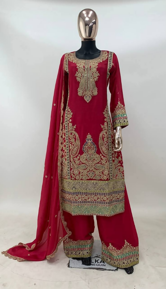 Pink Chinon Embroidered Salwar Kameez with Sequin Work