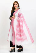 Baby pink handloom cotton Ikkat dupatta for children and women