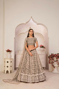 Chocolate brown butterfly net wedding lehenga with zari and sequence work
