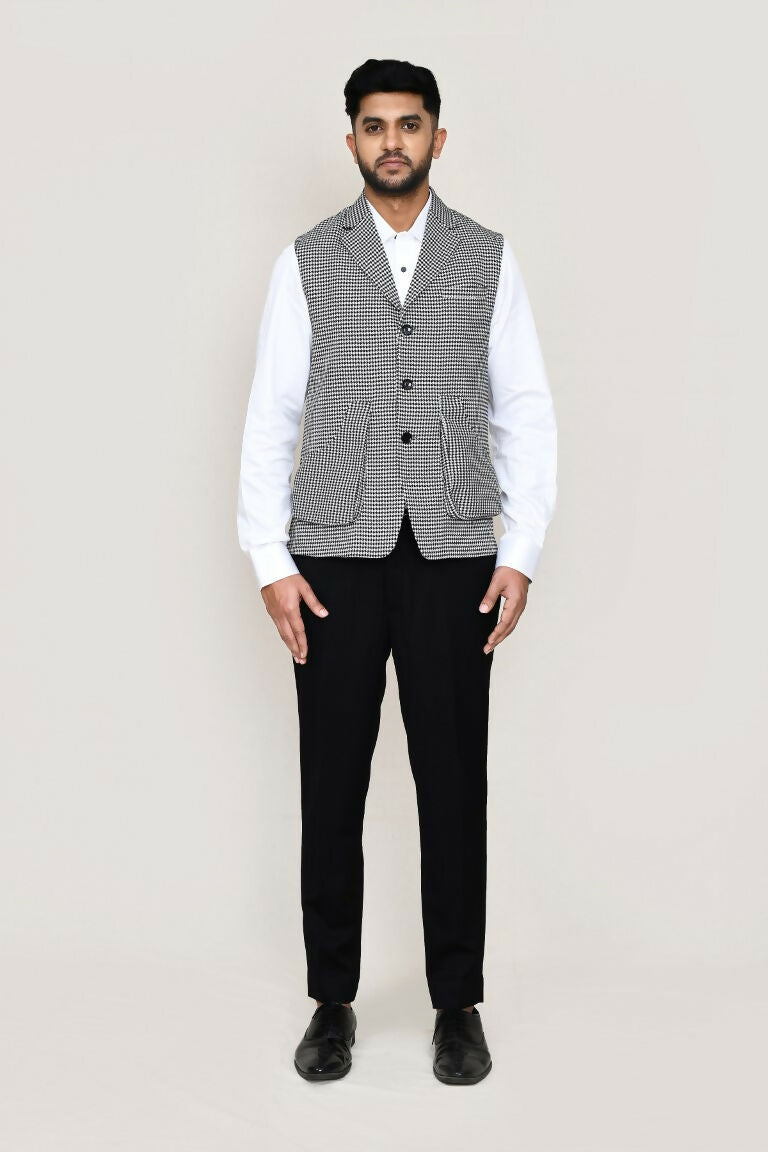 White Art Silk Kurta Set with Structured Jacket and Straight Pant