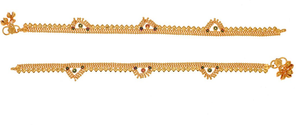 Gold-Polished Traditional Ethnic Anklets for Women Foot Chain