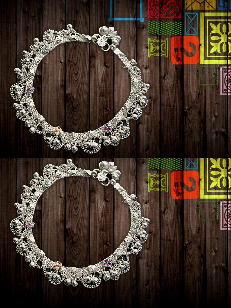 Silver Plated Traditional Indian Payal Ethnic Fashion Anklet