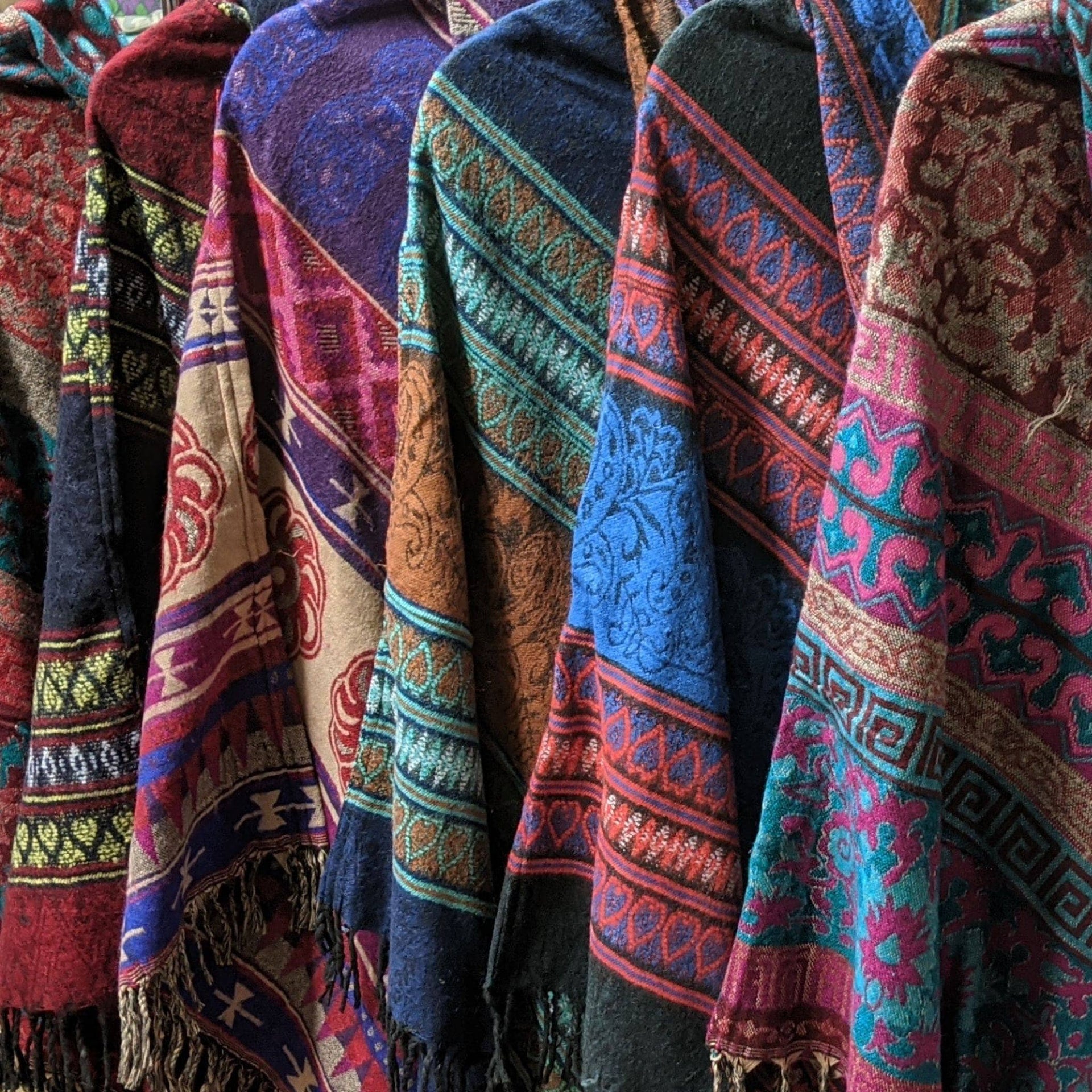 Nanda Hooded Poncho: Warm Wool Blend Boho Style Outerwear