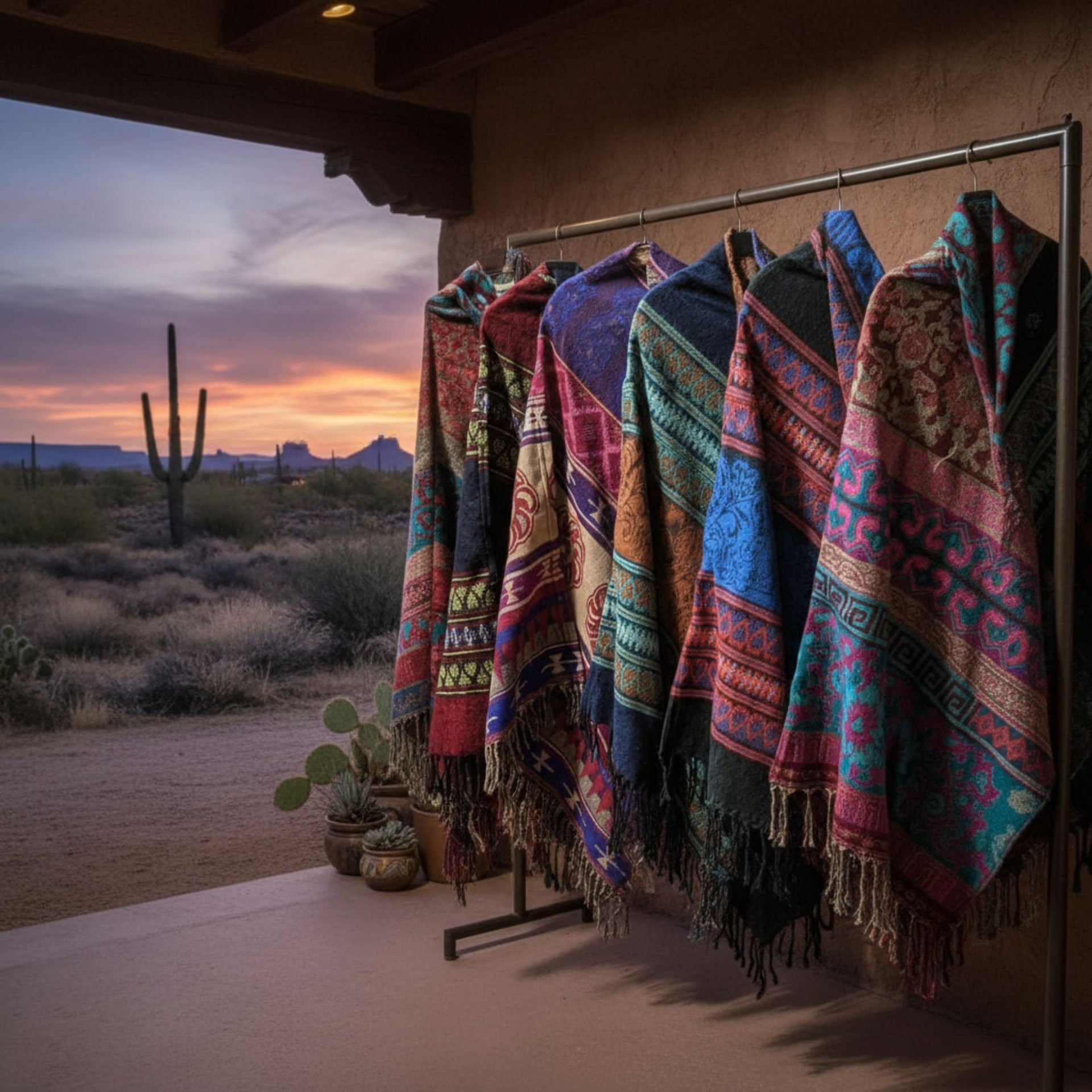 Nanda Hooded Poncho: Warm Wool Blend Boho Style Outerwear