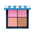 NARS Hot Escape Cheek Palette featuring four shades including blush, bronzer, and highlighter in a striped case.
