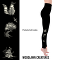 Woodland Creature Leggings with Pockets Folk Art Nature Design - Image 3