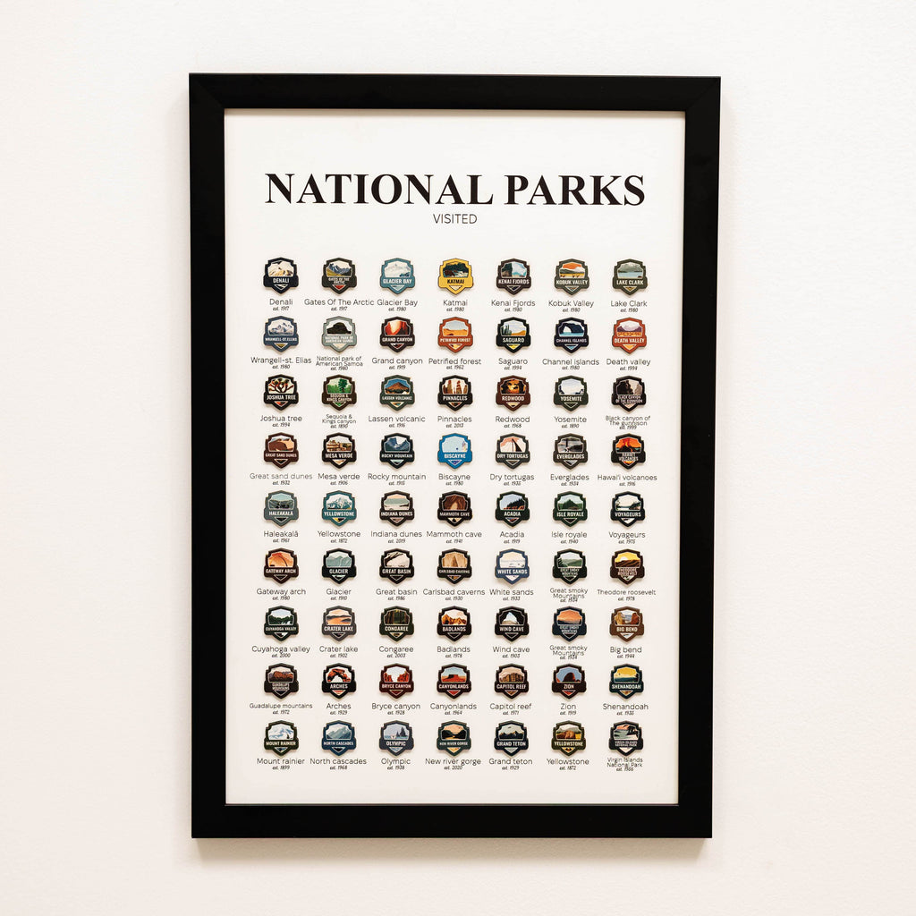 National Parks USA Travel Tracker Map - Minimalist Wood Wall Art