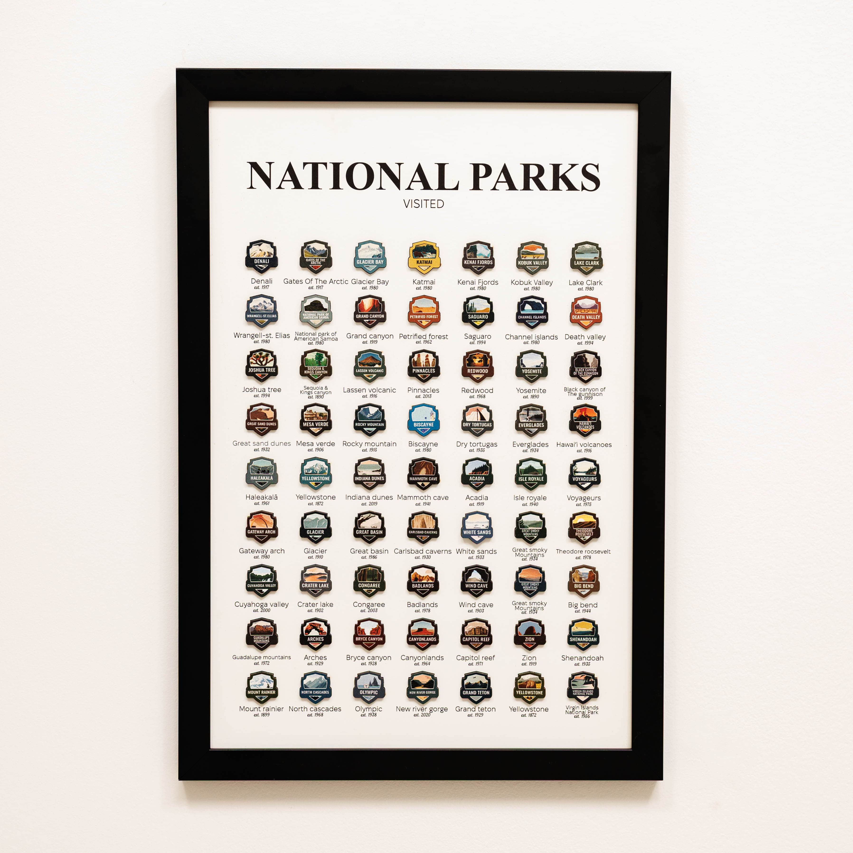 National Parks USA Travel Tracker Map - Minimalist Wood Wall Art