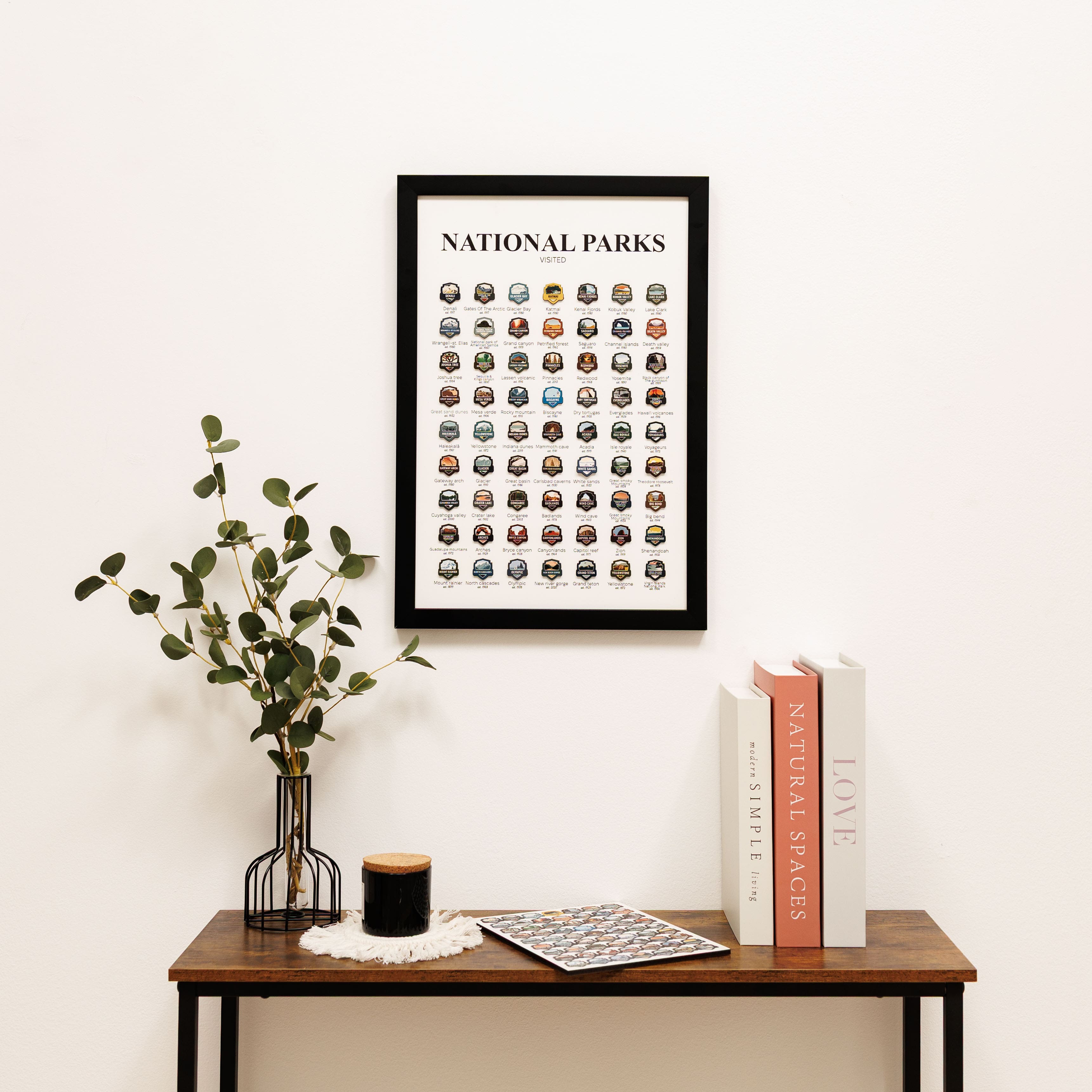 National Parks USA Travel Tracker Map - Minimalist Wood Wall Art