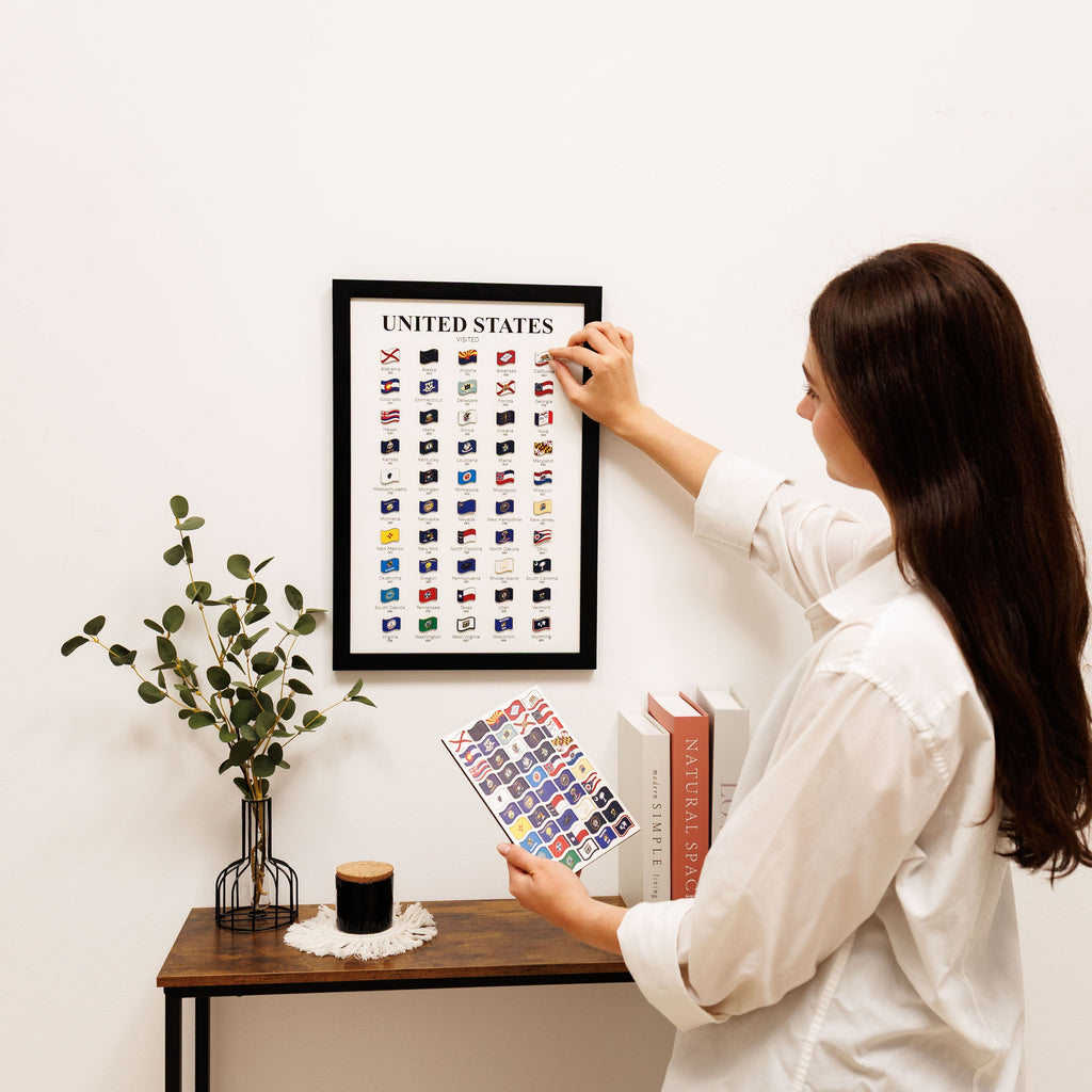 USA States Travel Tracker Map - Interactive Wall Art Decor
