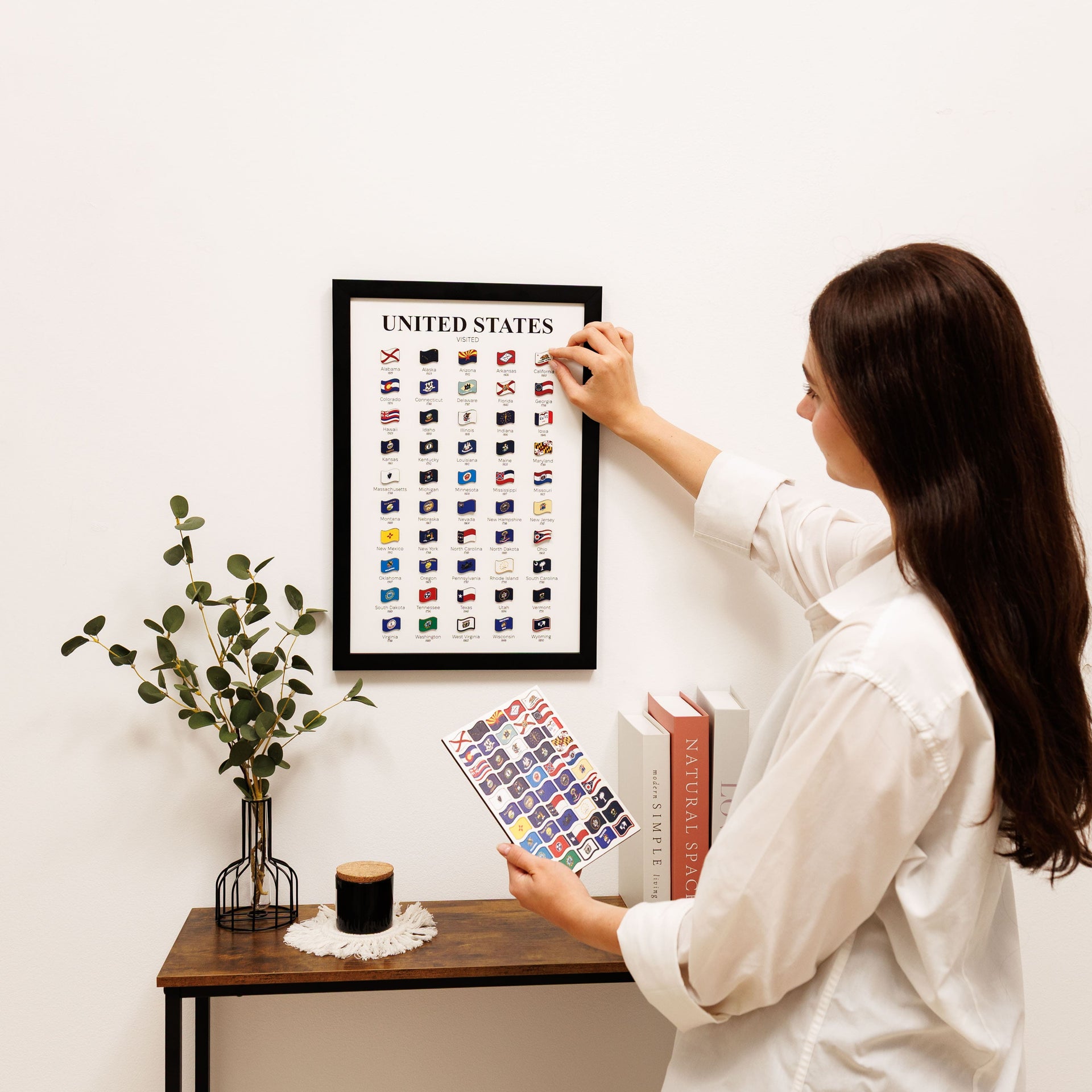 USA States Travel Tracker Map - Interactive Wall Art Decor
