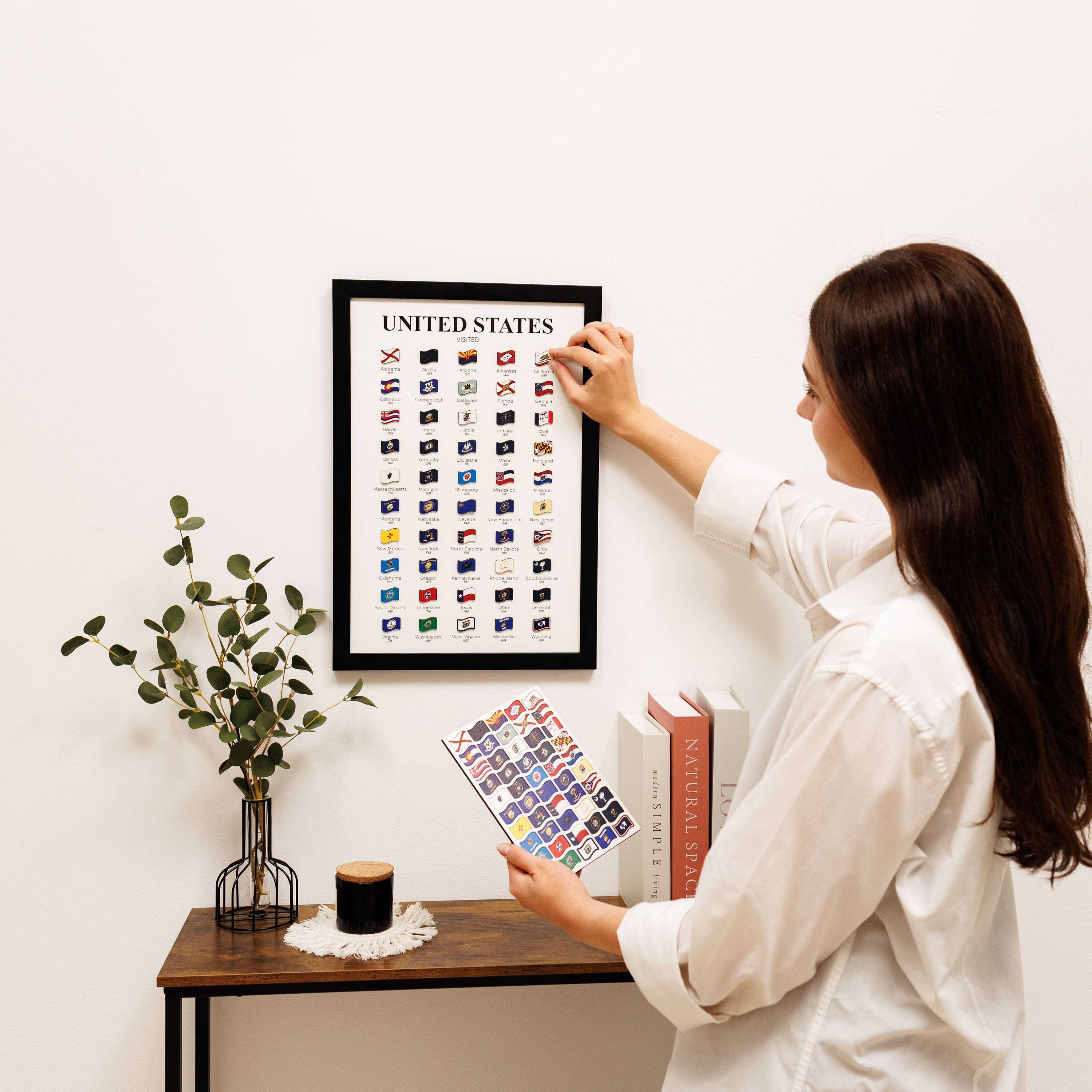 USA States Travel Tracker Map - Interactive Wall Art Decor
